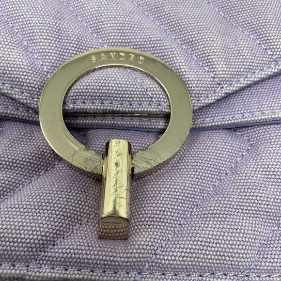 SANDRO Yza Bag Women Purple Quilted Shoulder Bag Distressed Canvas Chain Strap - Picture 4 of 16